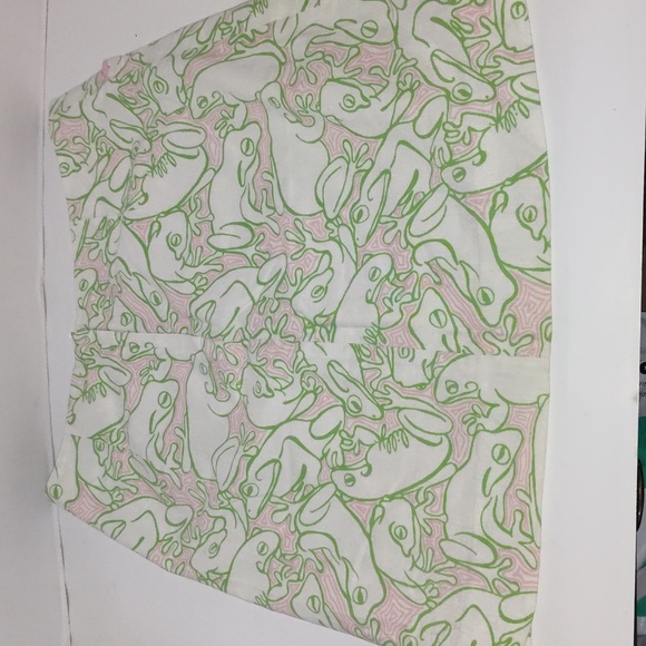 Vintage Lilly Pulitzer skirt frog print green white pink size 4 - Picture 2 of 6